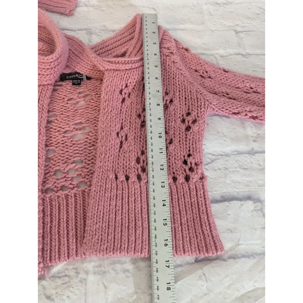 Y2K Bebe Fairy Pink tie-front cardigan‎ ballet core coquette shrug Jrs Med - Picture 7 of 10